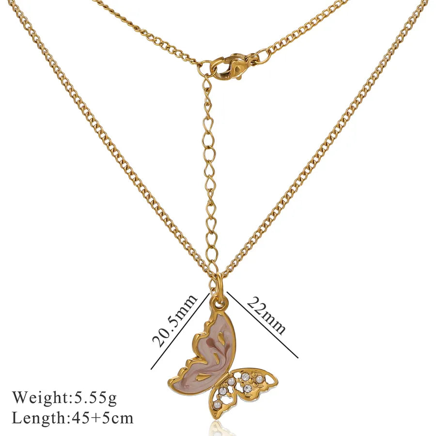 Elegant Butterfly Pendant Necklace for Women Khaki