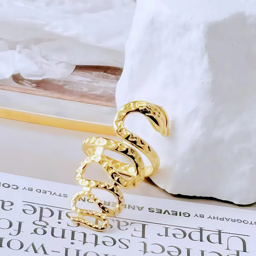 Gold Bamboo Titanium Steel Open Ring Adjustable Opening Golden Hydraulic J61