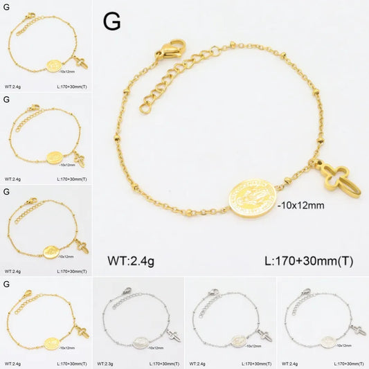 Vintage Gold Cross Stainless Steel Bracelet