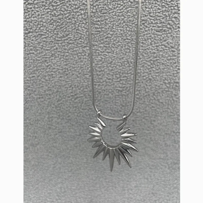 Titanium Steel Sun Snake Pendant Necklace 45+5cm