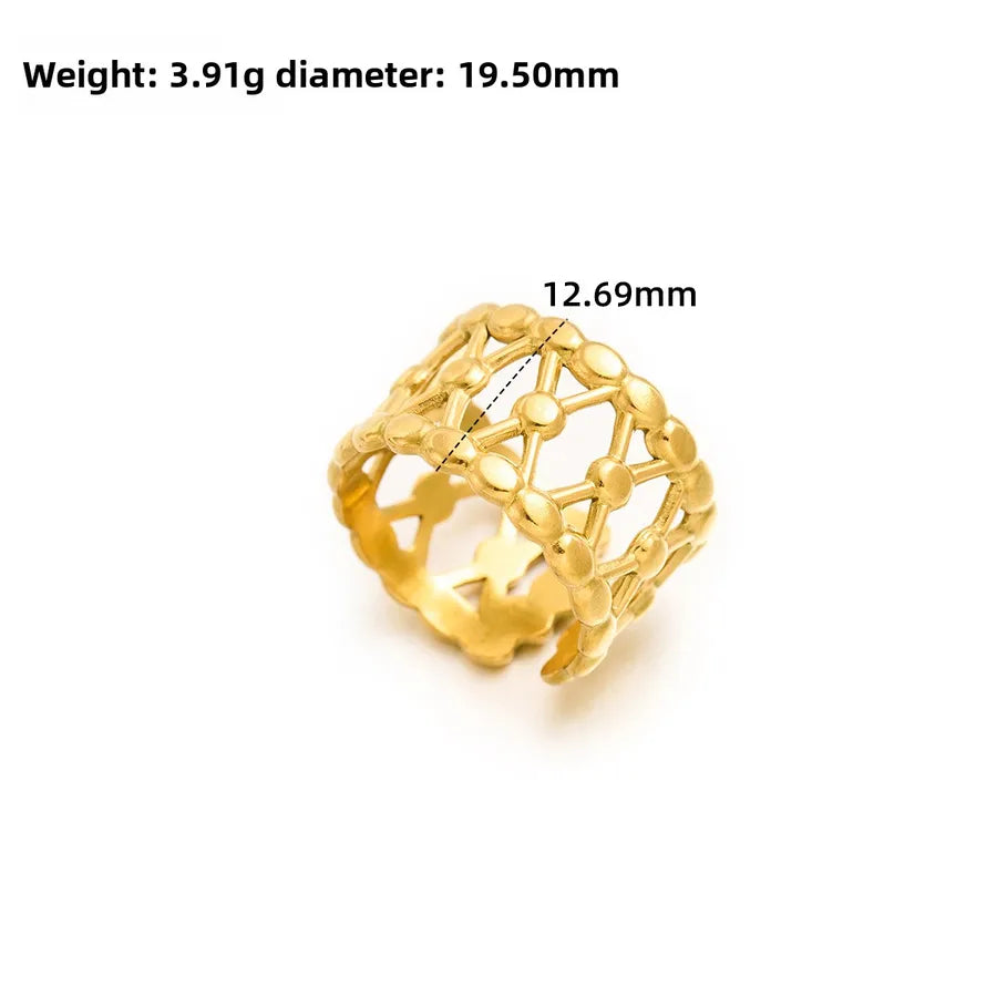 Gold Open Heart Stainless Steel Ring Adjustable Opening J296 Gold