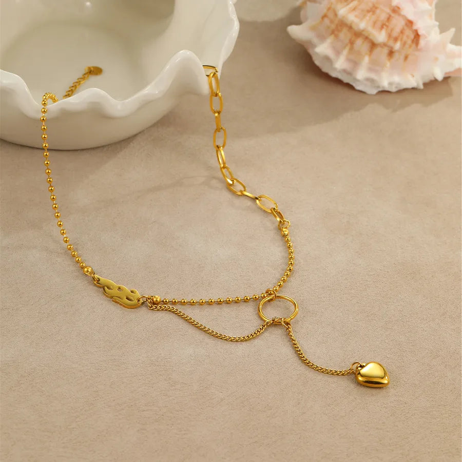 Double Layer Gold Heart Pendant Necklace