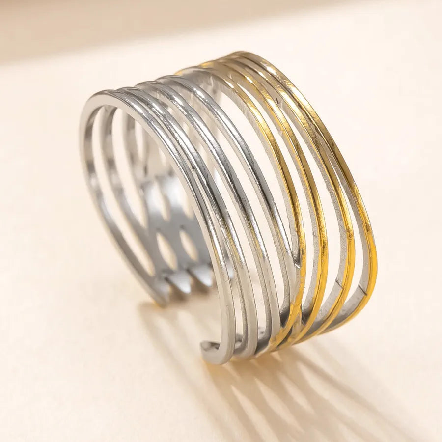 Geometric Gold-Plated Titanium Steel Ring
