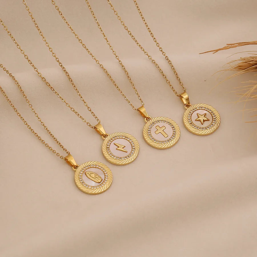 18K Gold Heart Cross Pendant Necklace