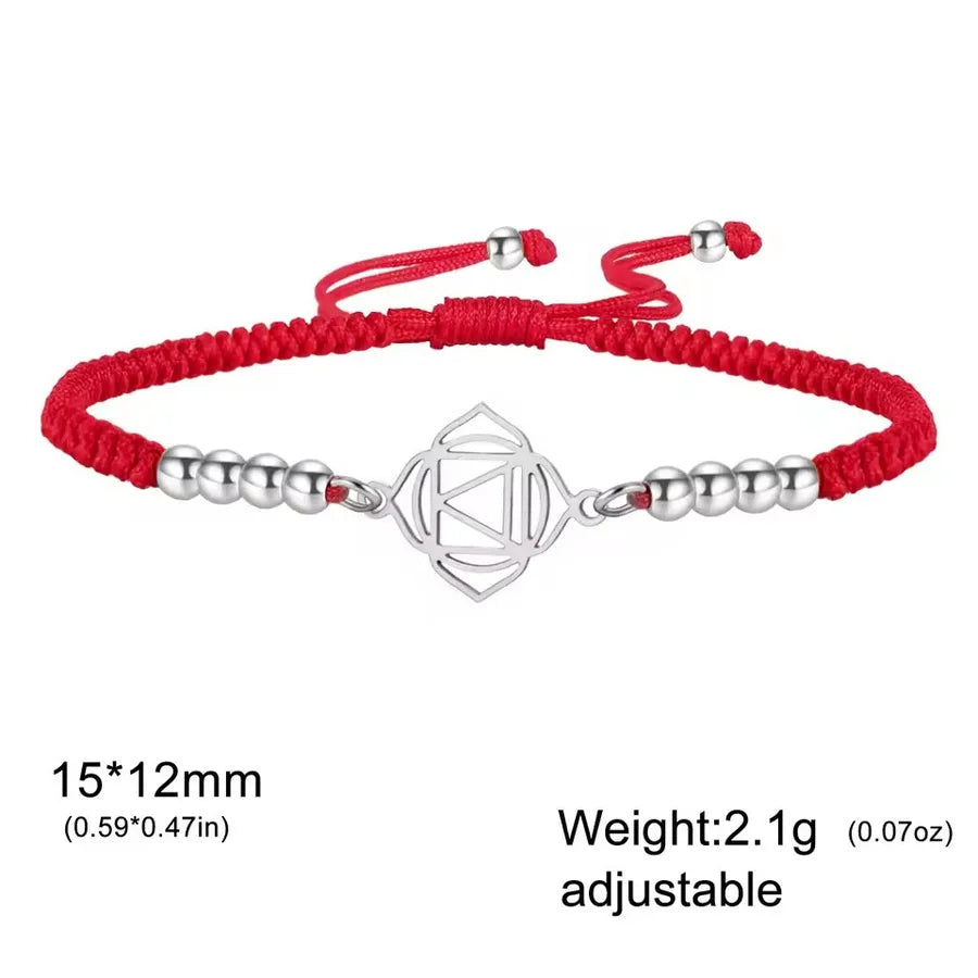 Mandala Lotus Red Rope Bracelet Element 1-steel Color with Red Rope