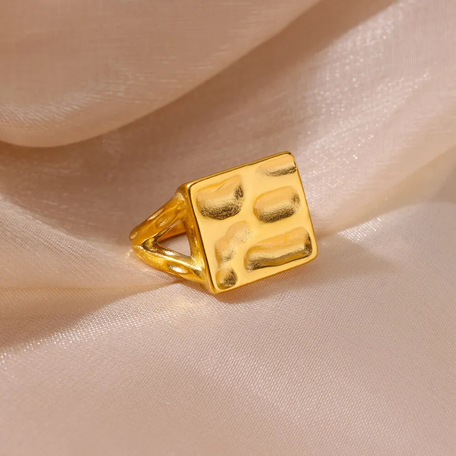 18K Gold PVD Geometric Stainless Steel Open Ring