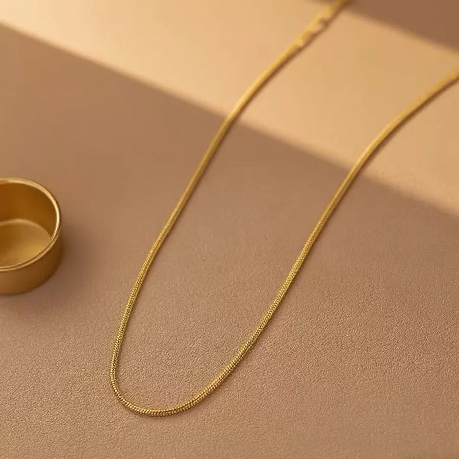 Women's Titanium Steel Box Chain Pendant Necklace 0.9 Round Snake Chain Necklace - Gold