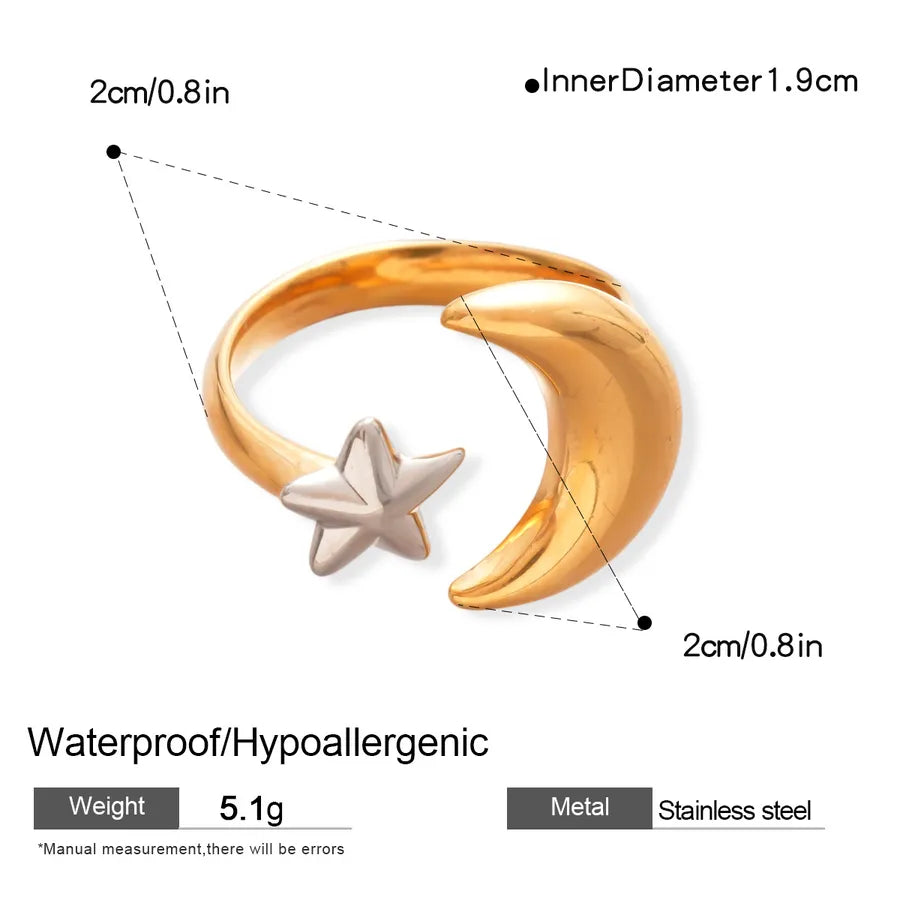 Stainless Steel Geometric Open Ring for Women 5# Ring-Gold-Silver