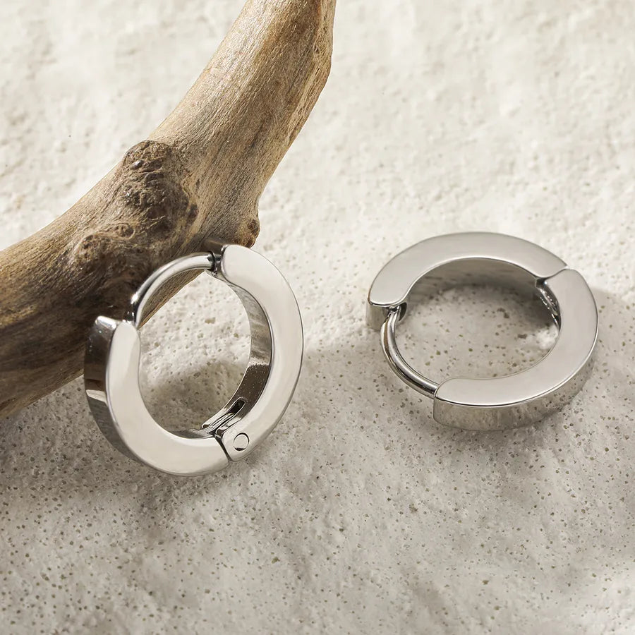 18K Gold PVD Geometric Stainless Steel Stud Earrings 4-Wire Diameter 18.15mm*Inner Diameter 14mm