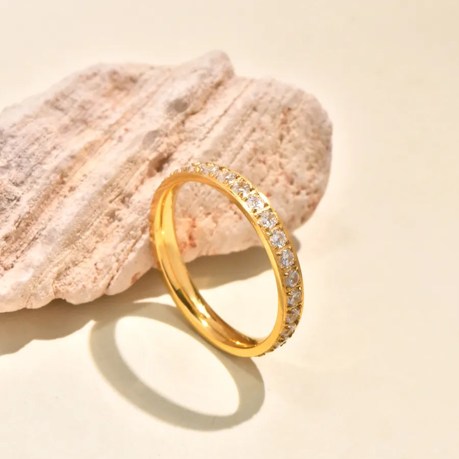 Boho Green Zircon Ring in 18K Gold Plated Steel 5772601