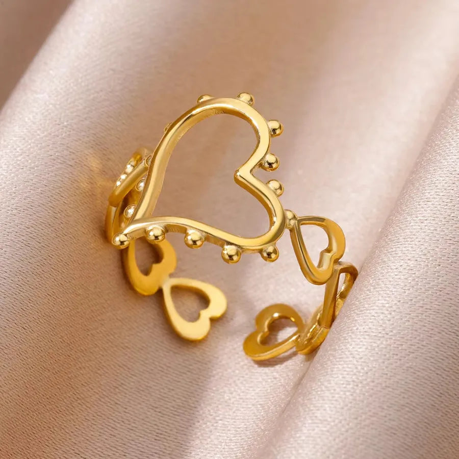 18K Gold Plated Geometric Heart Ring for Women JZ5471G