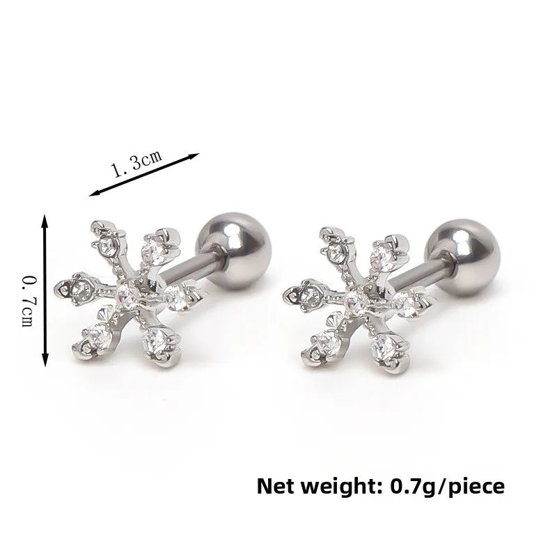 Stainless Steel Snowflake Ear Stud Silver (One Piece)
