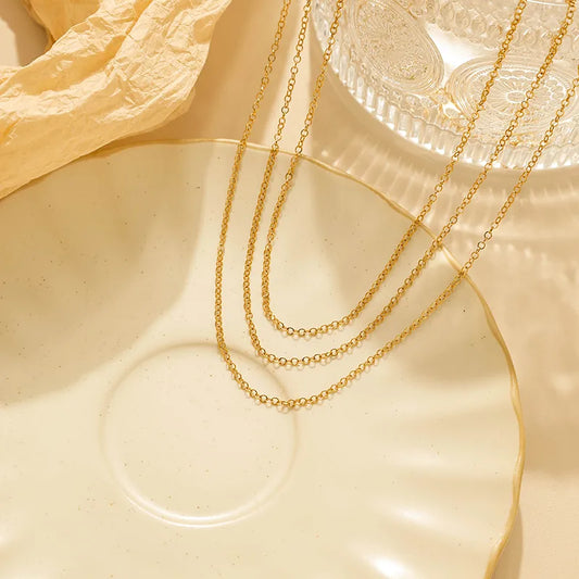 Gold Stainless Steel Unisex Chain Necklace