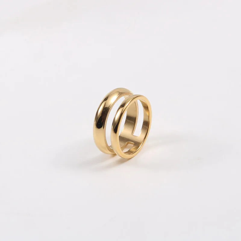 18K Gold Plated Titanium Steel Geometric Ring