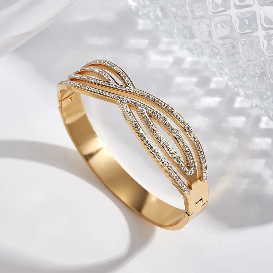 18K Gold PVD Geometric Open Bangle Bracelet