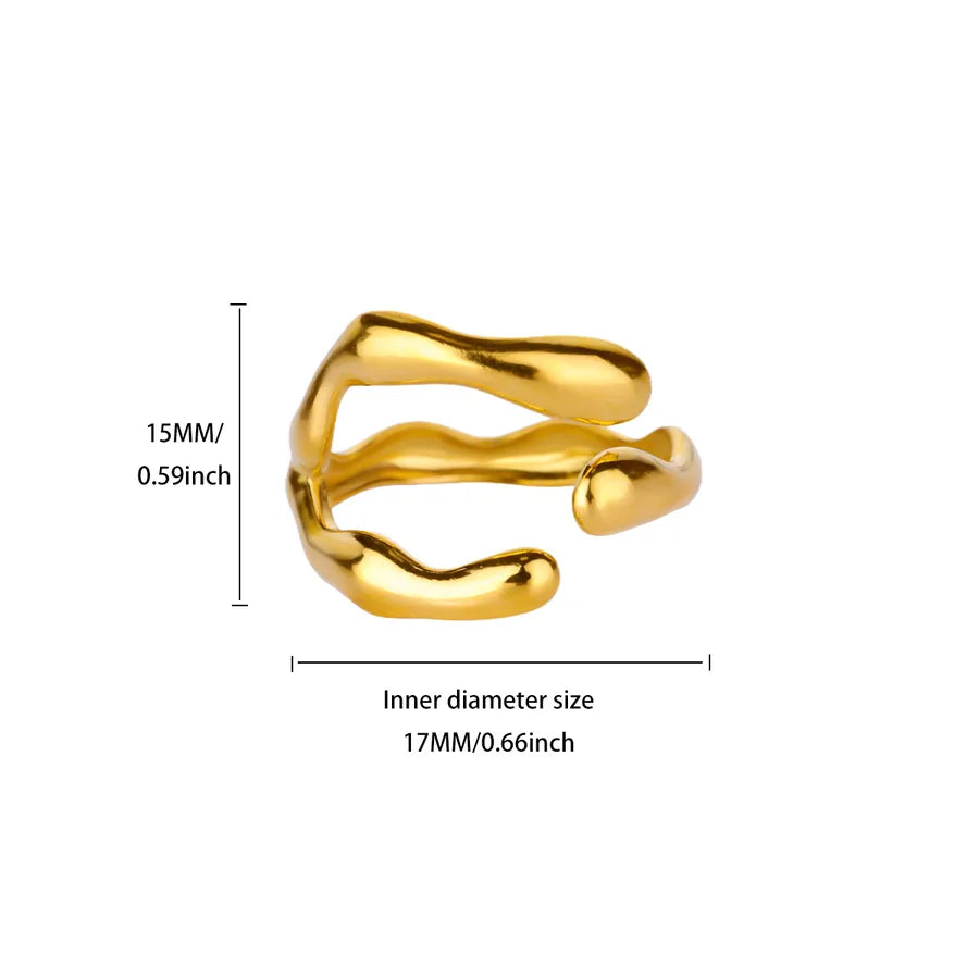 Gold Plated Geometric Open Ring with Zircon Adjustable Opening JZ7411G