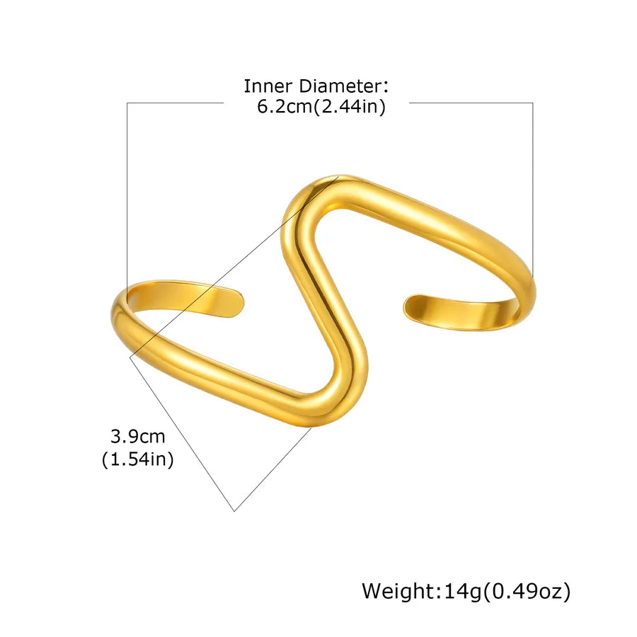 Gold Plated Geometric Stainless Steel Bangle Gold B-719G