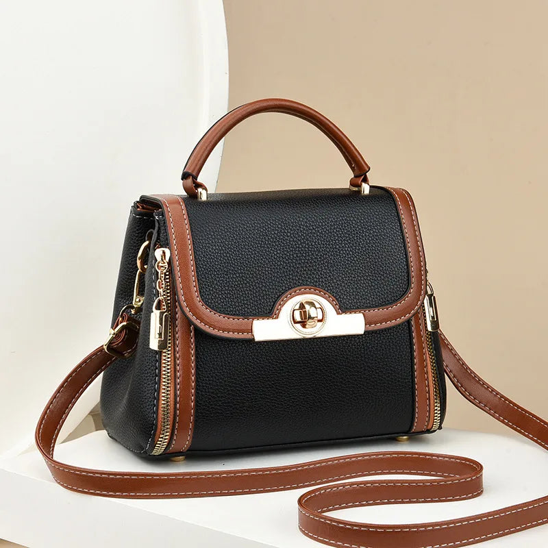 Colorblock PU Square Crossbody Handbag