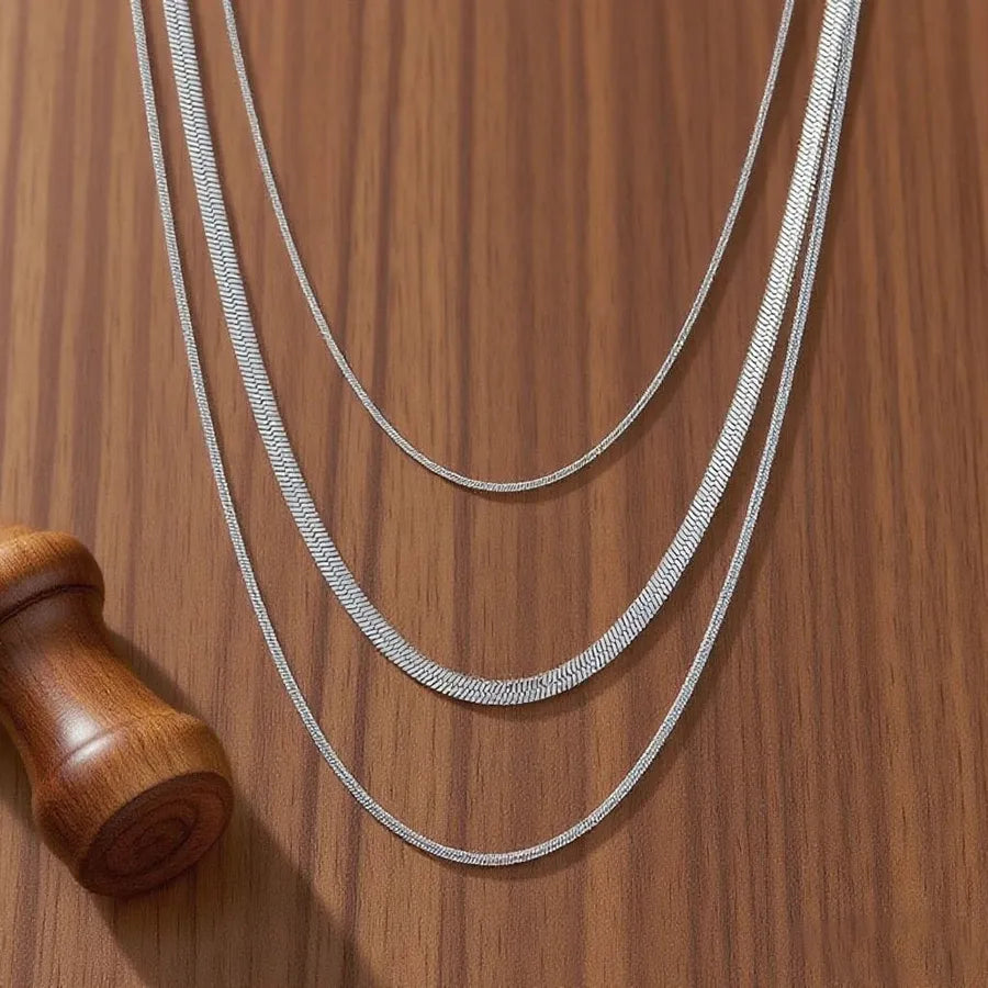 Double Layer Titanium Steel Heart Necklace X0644-Three-layer Chain-necklace-steel Color