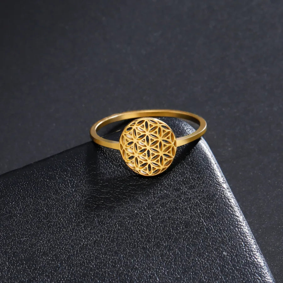 Boho Floral 18K Gold Stainless Steel Ring