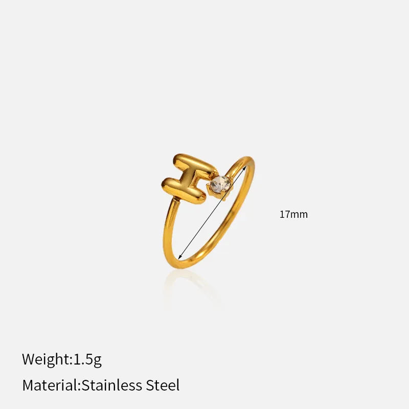 Gold Plated Adjustable Letter Ring for Women YHTSR-250723 (letter H)