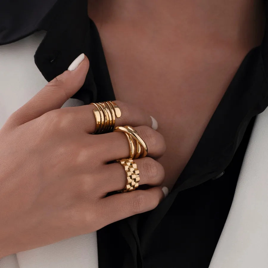 Retro Gold-Plated Titanium Steel Statement Ring