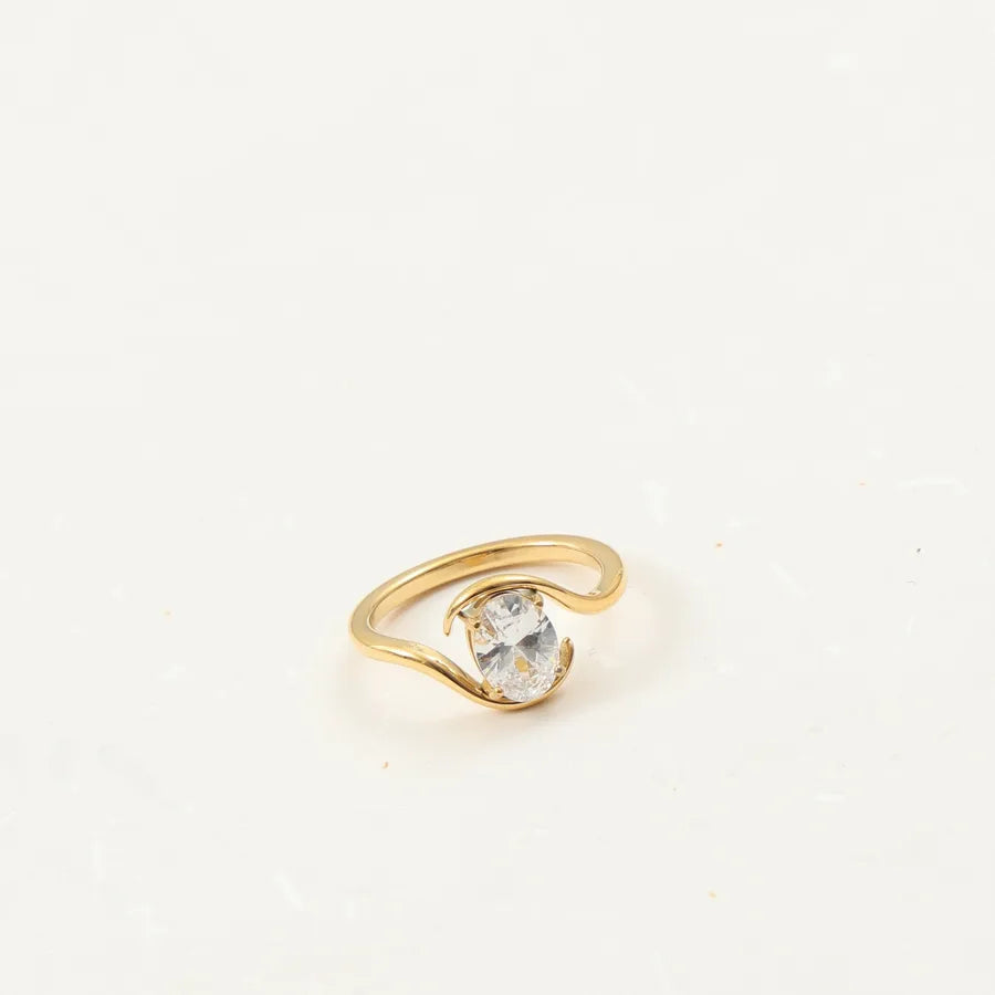 Rose Gold Geometric Zircon Ring for Women