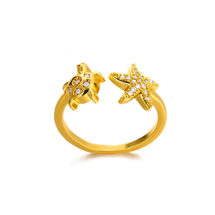 Gold Starfish Adjustable Ring – Stainless Steel 23