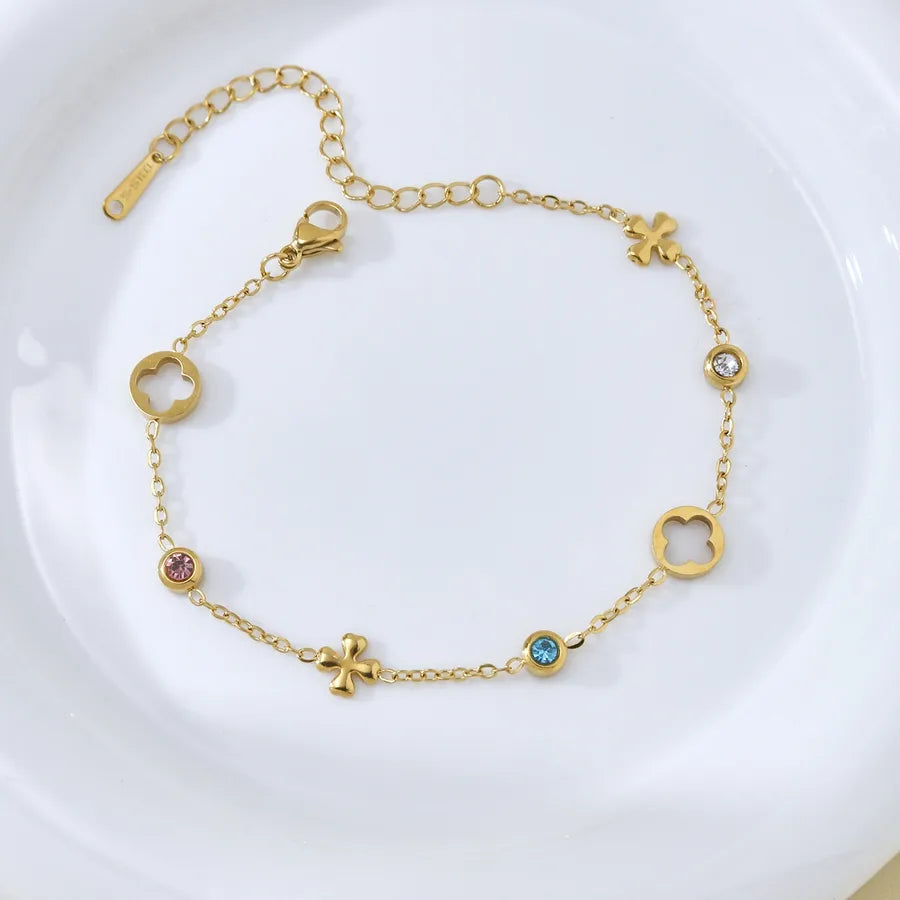 18K Gold Plated Zircon Flower Bracelet