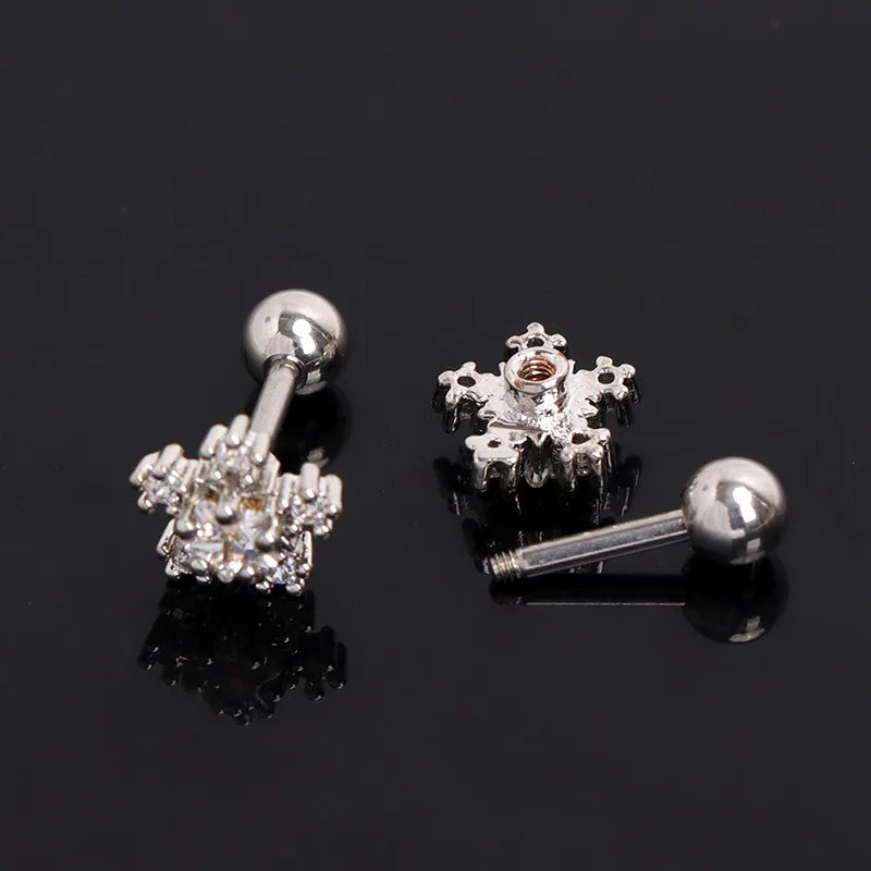 Snowflake Stainless Steel Stud Earrings