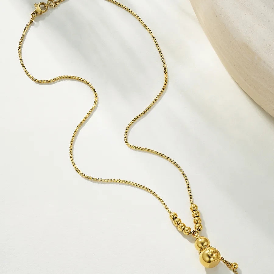 18K Gold Plated Geometric Gourd Necklace Average Size Gold XL1085