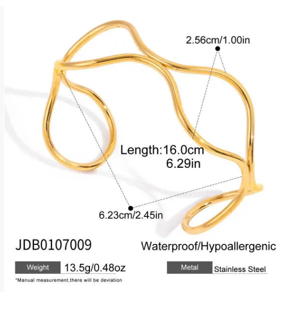 Gold Double Layer Open Bangle Bracelet