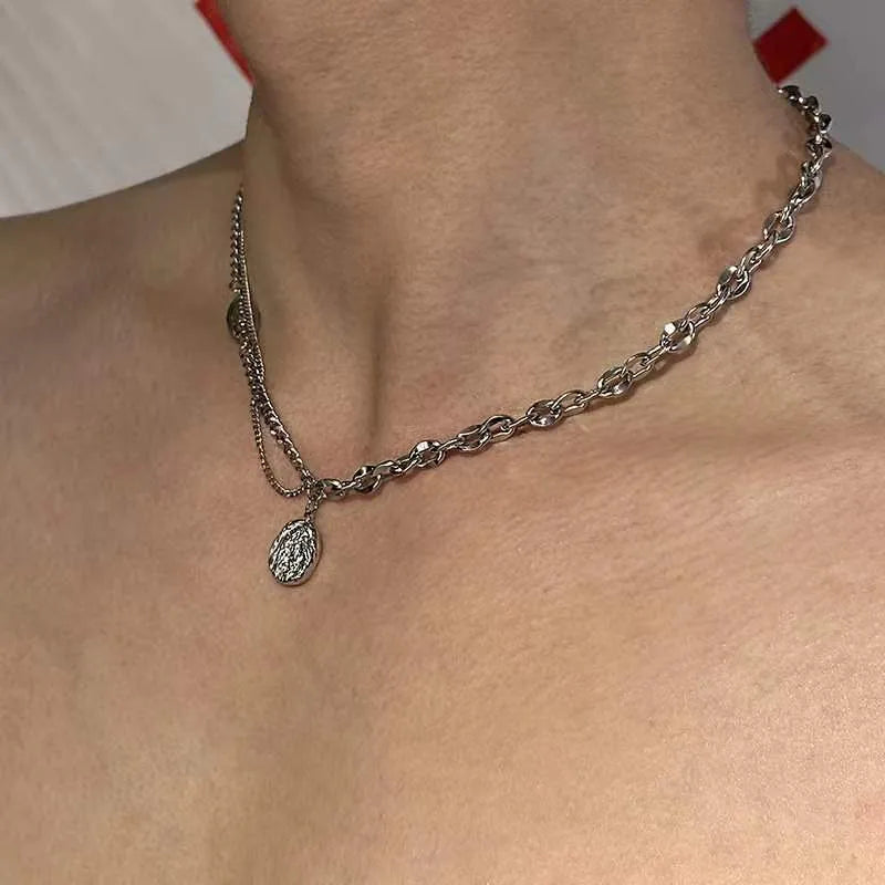 Black Leather Waterdrop Pendant Necklace