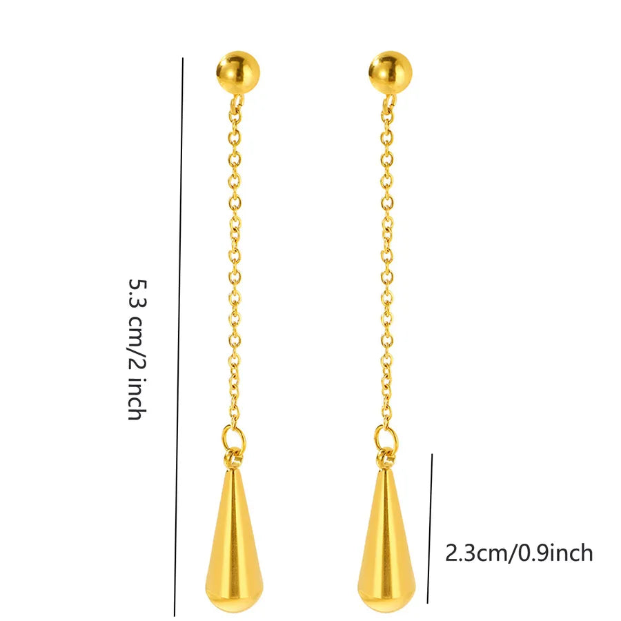 Gold Plated Stainless Steel Water Drop Earrings