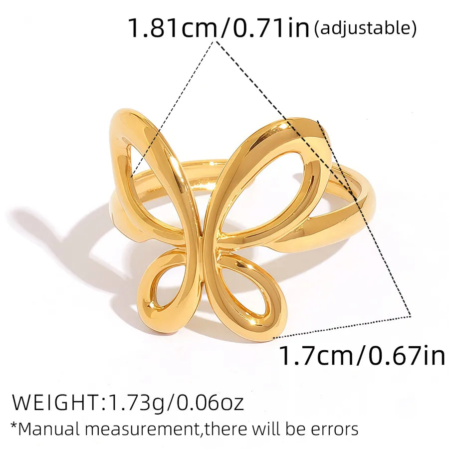 18K Gold Plated Butterfly Adjustable Ring
