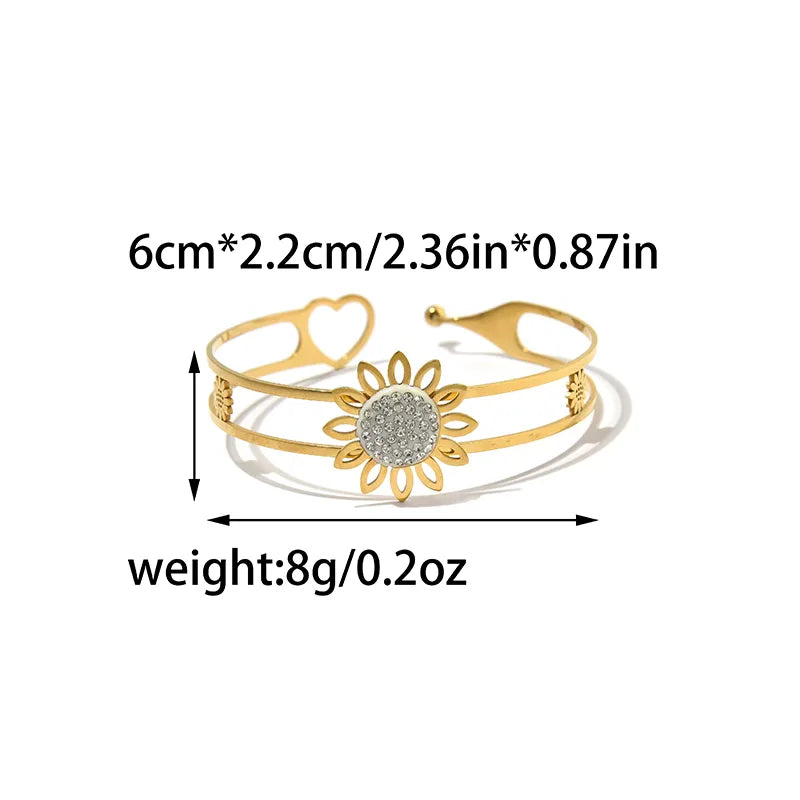 14K Gold Plated Palm & Pearl Flower Bracelet B0028-02