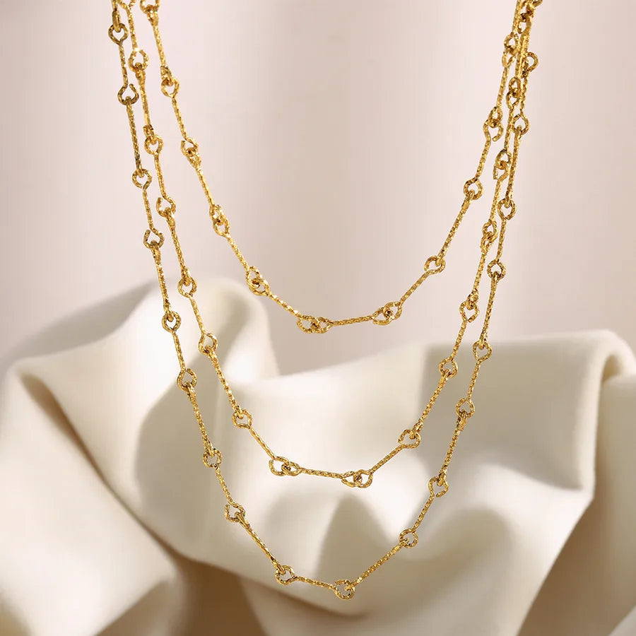 18K Gold Plated Layered Geometric Chain Necklace