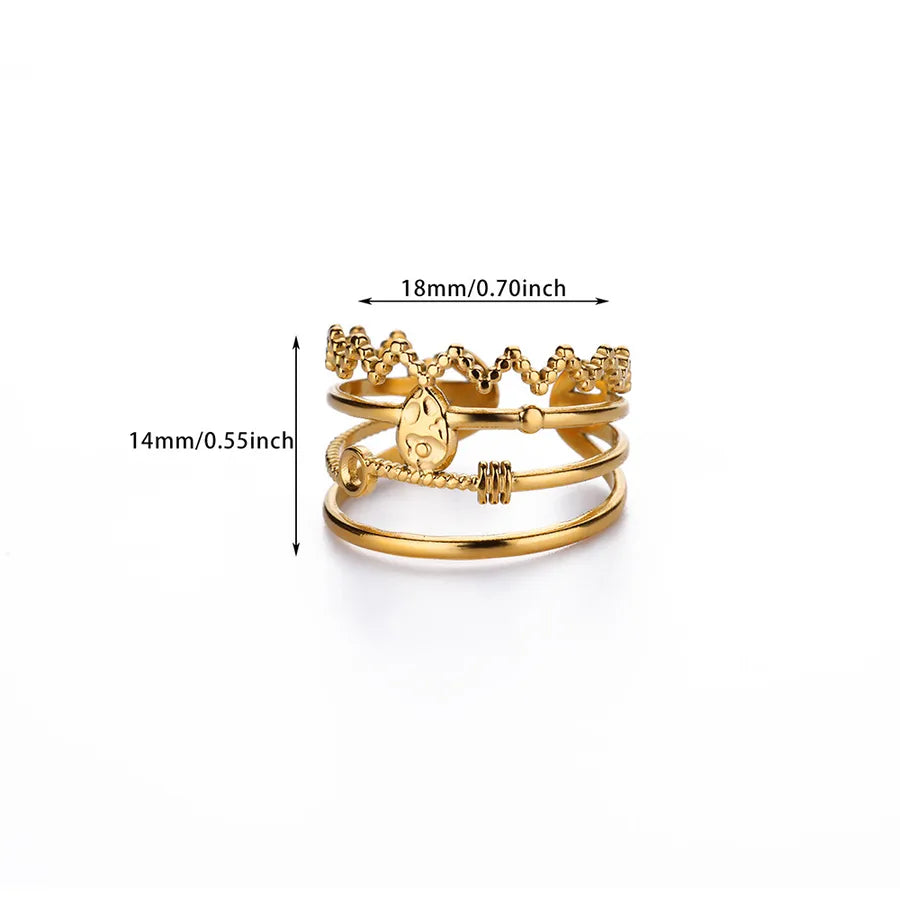 18K Gold Plated Cross & Heart Open Ring 3