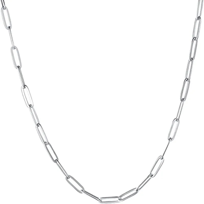 Unisex Stainless Steel Geometric Chain Necklace Steel Color
