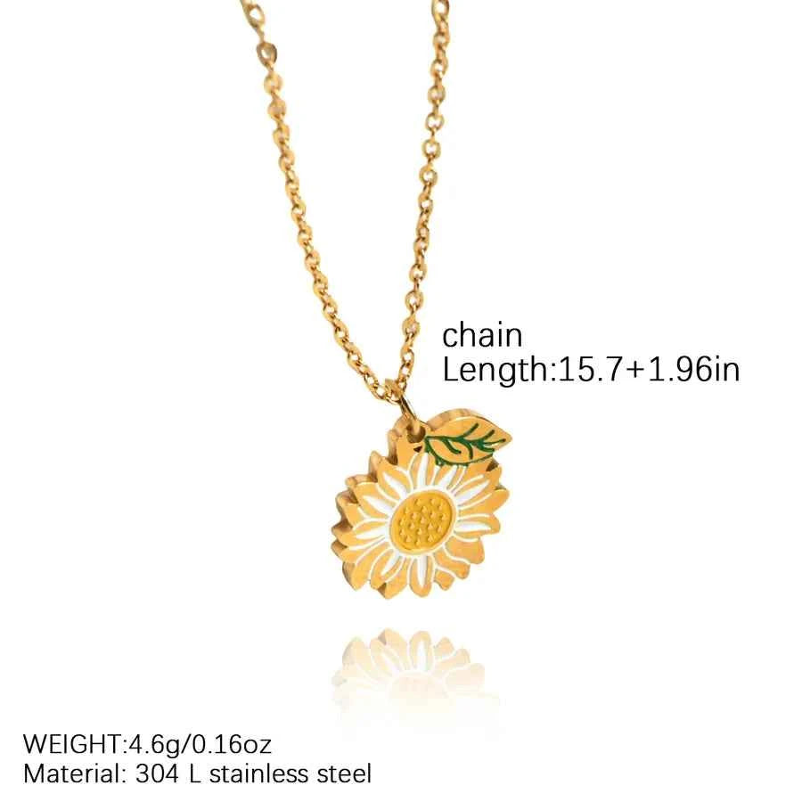 Gold-Plated Heart & Flower Pendant Necklace