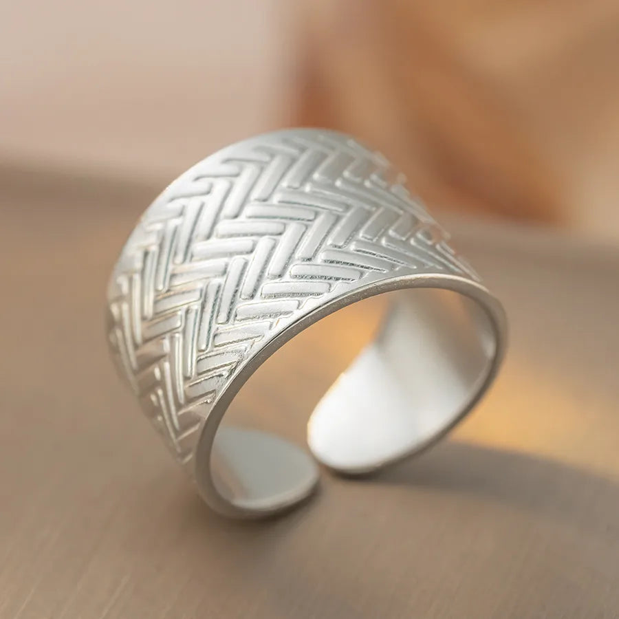 Retro Geometric Titanium Steel Ring K372 Steel Color Ring Open