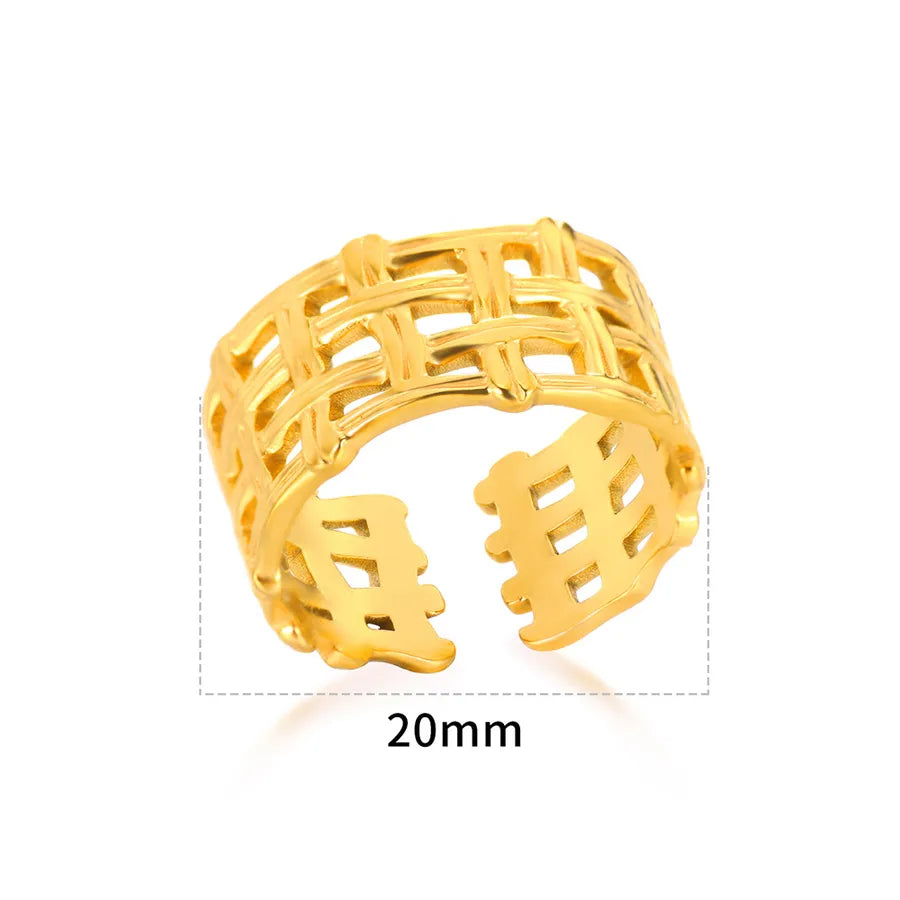 18K Gold PVD Geometric Stainless Steel Open Ring