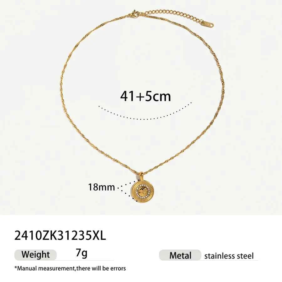 18K Gold Heart Pendant Stainless Steel Necklace