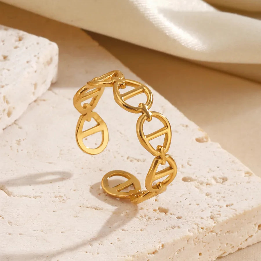 18K Gold PVD Coated Geometric Stainless Steel Ring