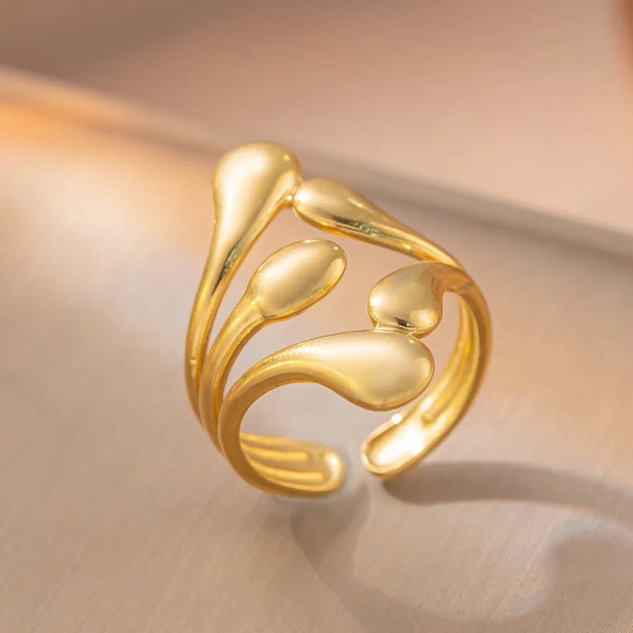 Adjustable Geometric Titanium Steel Ring K17 Gold Ring Adjustable