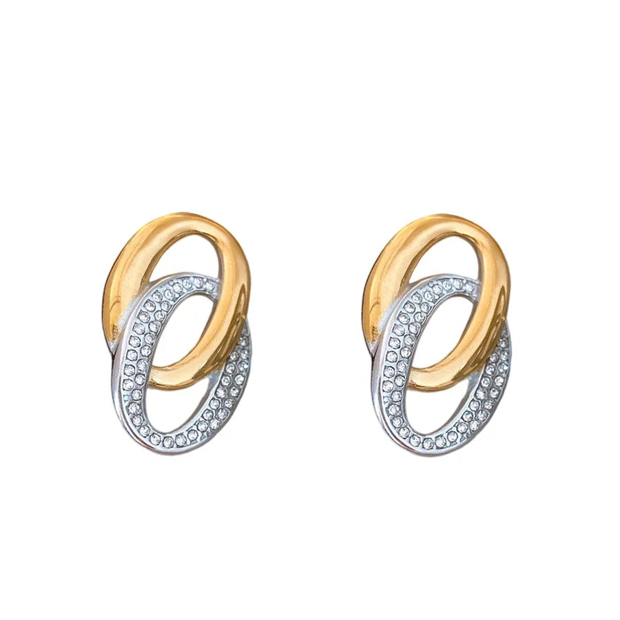 Elegant Oval Stainless Steel Hoop Earrings