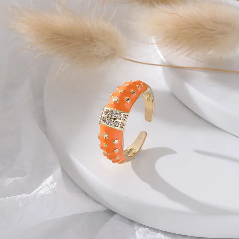 Colorful Star Titanium Steel Adjustable Ring