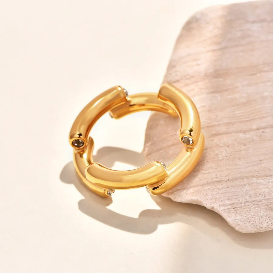 Gold Plated Titanium Steel Zircon Ring for Women 5772901