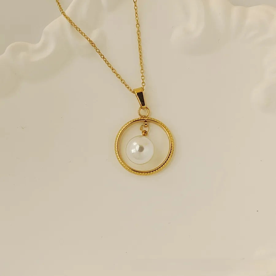 Titanium Steel Moon Pendant Necklace for Women Gold Spherical Nest 2 18k