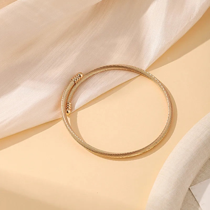 Stainless Steel Wire Rope Bracelet with Diamond Accent gold bracelet